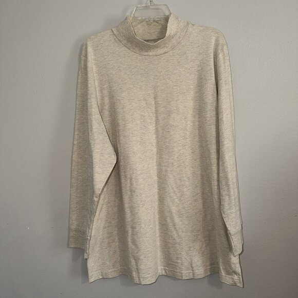 Woman Within Tops - Woman Within Cream Turtleneck Shirt Tunic Mockneck 1X 22-24 Capsule Basic